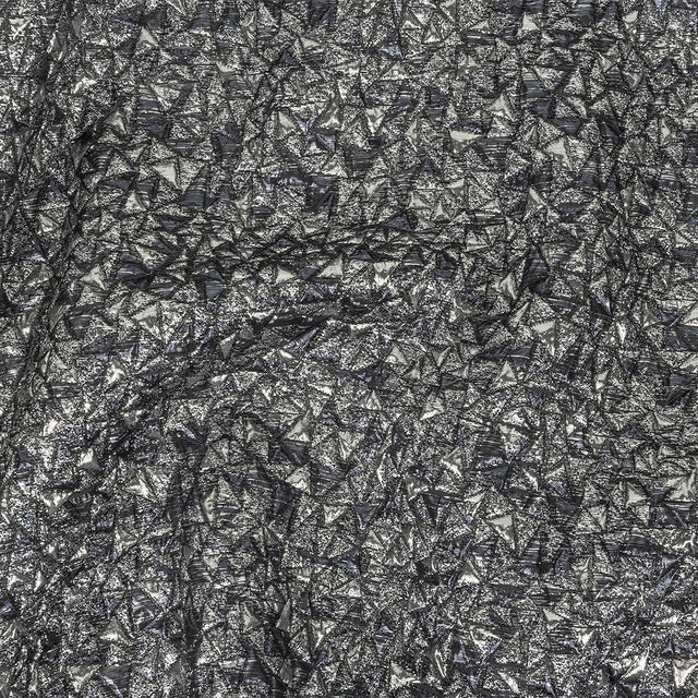 Mood Exclusive Metallic Silver and Navy Tactile Triangles Luxury Brocade