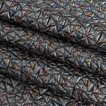 Mood Exclusive Metallic Rose Gold and Sky Blue Tactile Triangles Luxury Brocade Folded