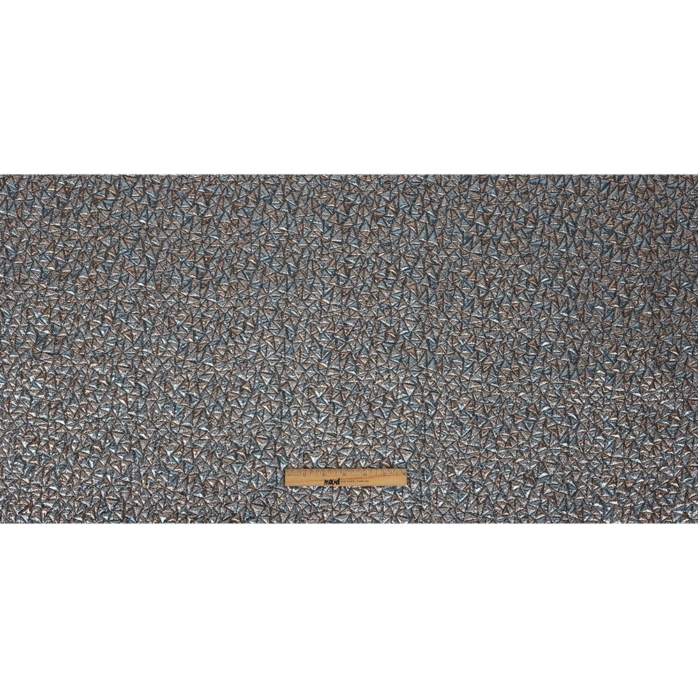 Mood Exclusive Metallic Rose Gold and Sky Blue Tactile Triangles Luxury Brocade Full