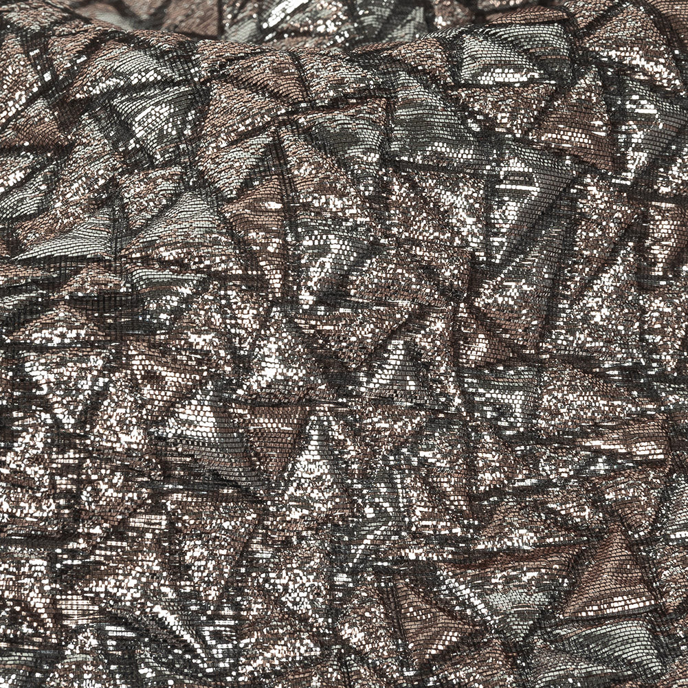 Mood Exclusive Metallic Silver and Rose Gold Tactile Triangles Luxury Brocade Detail