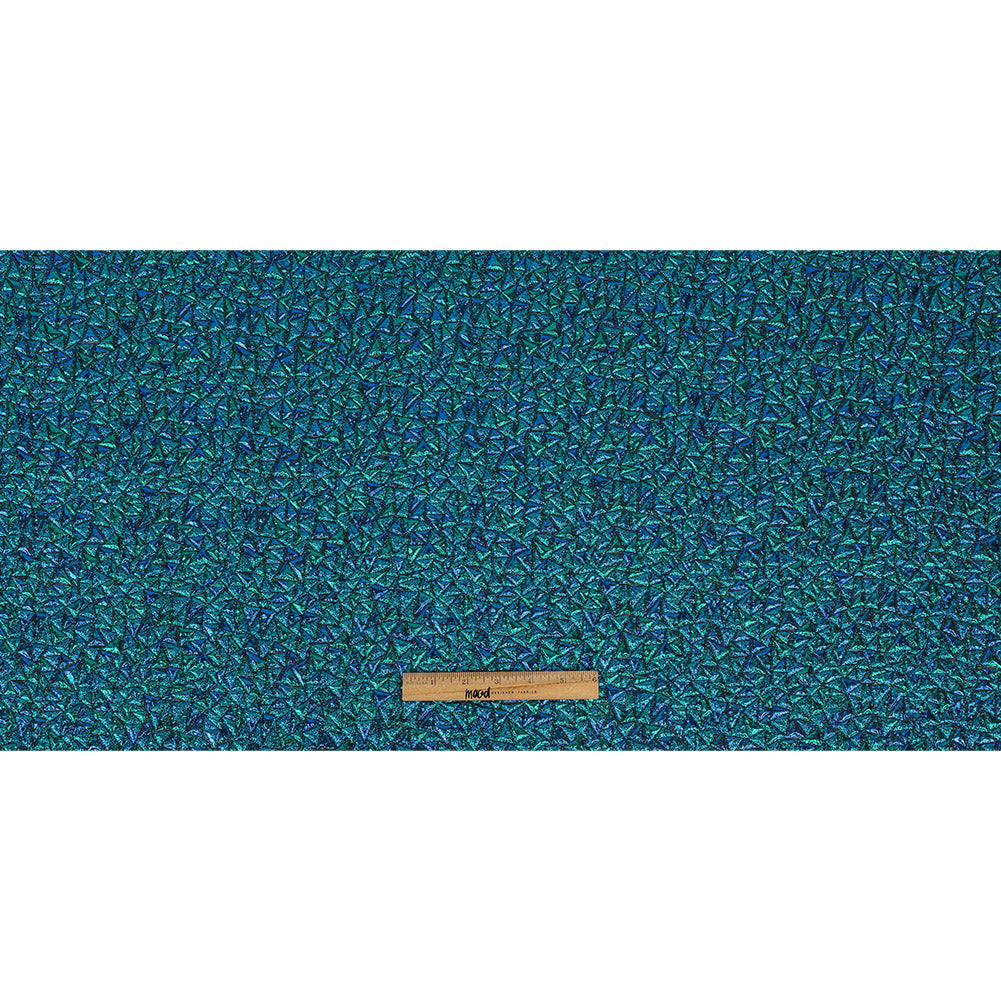 Mood Exclusive Metallic Royal Blue and Teal Tactile Triangles Luxury Brocade Full
