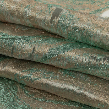 Mood Exclusive Metallic Seafoam and Beige Painterly Swirls Luxury Burnout Brocade Folded