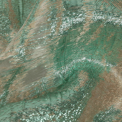 Mood Exclusive Metallic Seafoam and Beige Painterly Swirls Luxury Burnout Brocade Detail