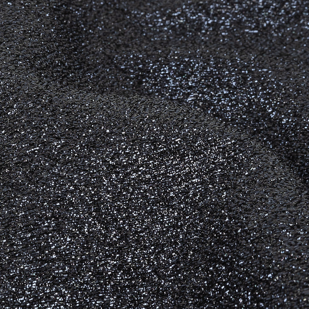 Cygnus Metallic Navy and Black Crinkled Lame Luxury Brocade Detail