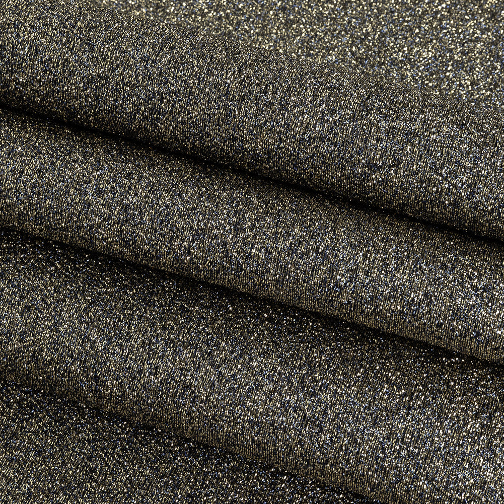 Cygnus Metallic Gold and Navy Crinkled Lame Luxury Brocade Folded