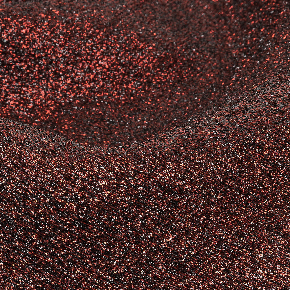 Cygnus Metallic Red and Black Crinkled Lame Luxury Brocade Detail
