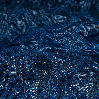 Mood Exclusive Metallic Magnetic Blue and Navy Feathers Ombre Luxury Brocade Panel Detail