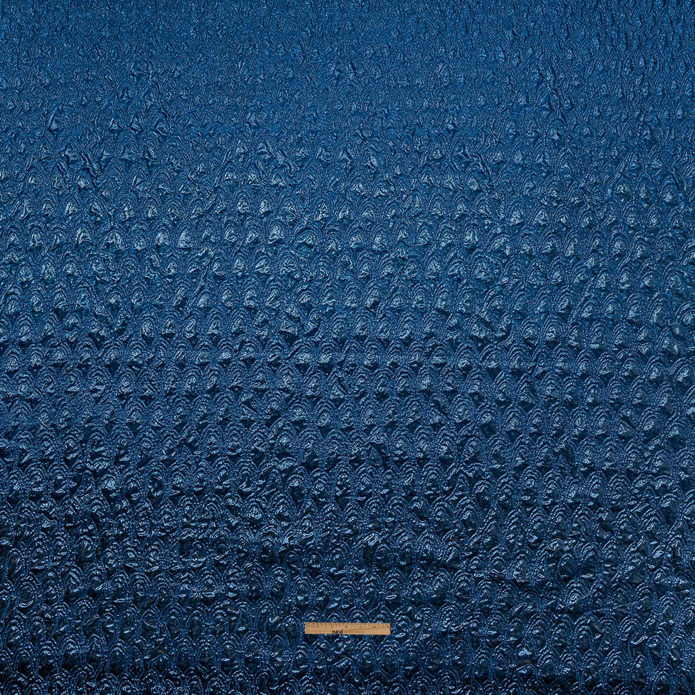 Mood Exclusive Metallic Magnetic Blue and Navy Feathers Ombre Luxury Brocade Panel Full