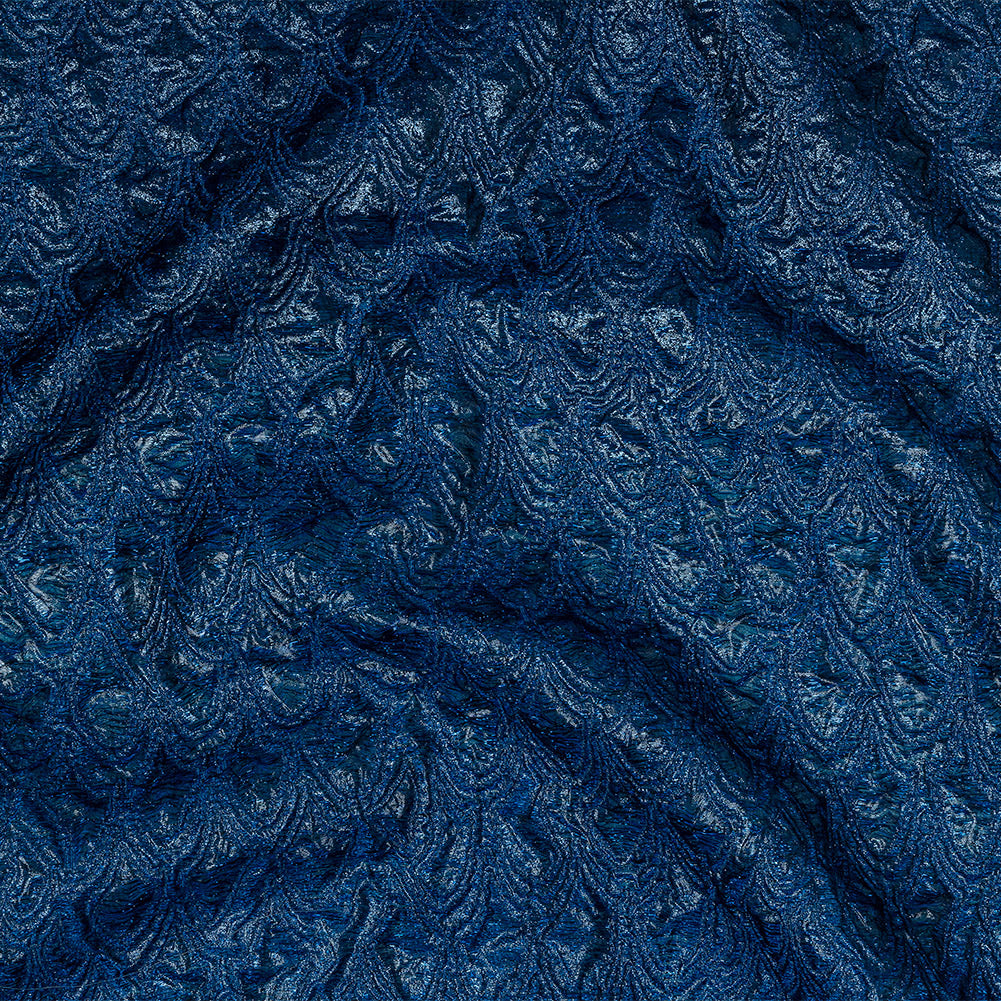 Mood Exclusive Metallic Magnetic Blue and Navy Feathers Ombre Luxury Brocade Panel