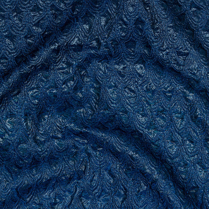 Mood Exclusive Metallic Magnetic Blue and Navy Feathers Ombre Luxury Brocade Panel