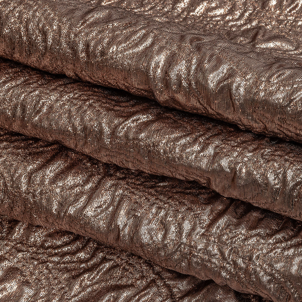 Mood Exclusive Metallic Rose Gold and Silver Feathers Ombre Luxury Brocade Panel Folded