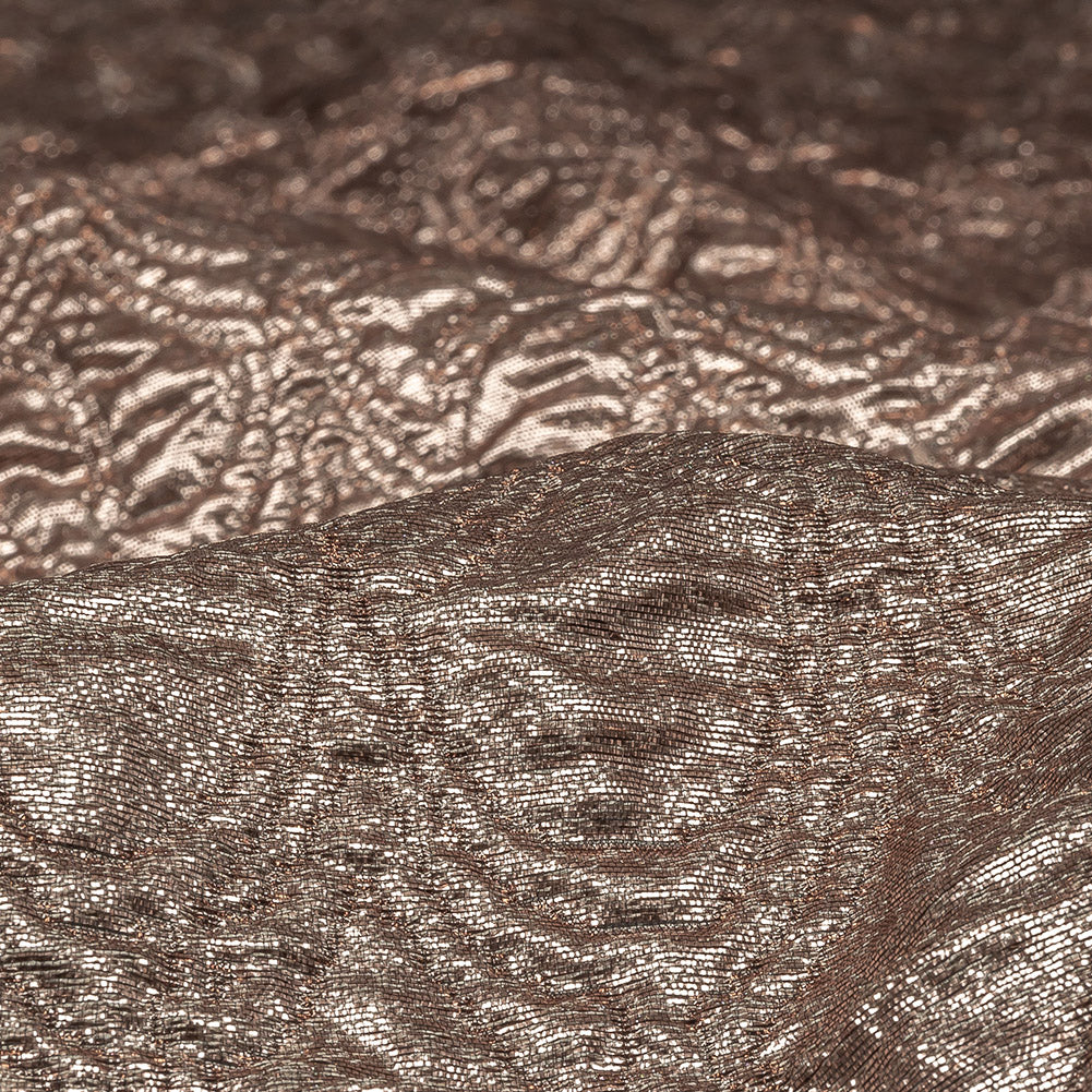 Mood Exclusive Metallic Rose Gold and Silver Feathers Ombre Luxury Brocade Panel Detail