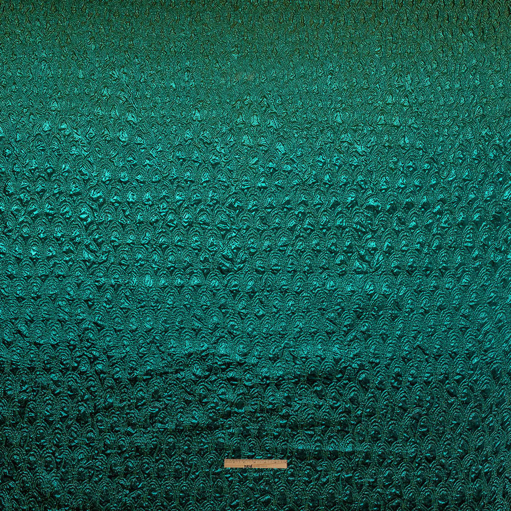 Mood Exclusive Metallic Emerald and Olivine Feathers Ombre Luxury Brocade Panel Full