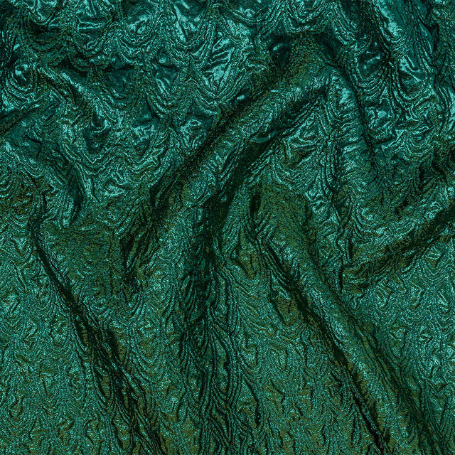 Mood Exclusive Metallic Emerald and Olivine Feathers Ombre Luxury Brocade Panel