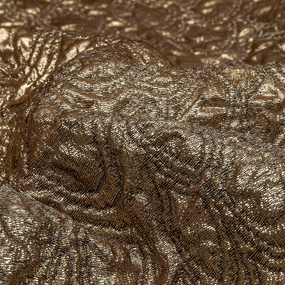 Mood Exclusive Metallic Golden Egg and Black Feathers Ombre Luxury Brocade Panel Detail