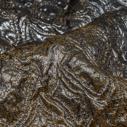 Mood Exclusive Metallic Mustard, Black and Silver Feathers Ombre Luxury Brocade Panel Detail