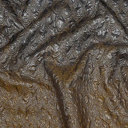 Mood Exclusive Metallic Mustard, Black and Silver Feathers Ombre Luxury Brocade Panel