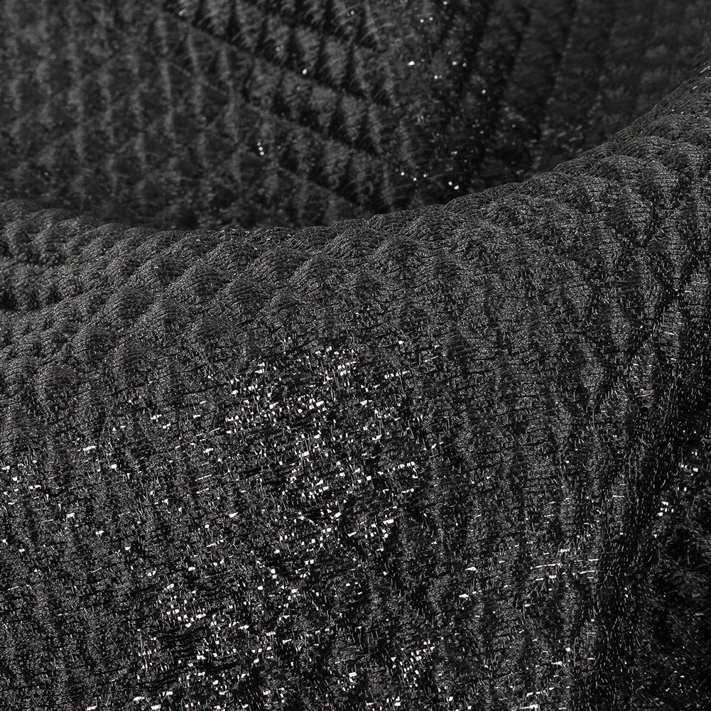 Mood Exclusive Jolene Metallic Black Tiny Diamonds Quilted Luxury Brocade Detail