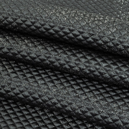 Mood Exclusive Jolene Metallic Silver and Gray Tiny Diamonds Quilted Luxury Brocade Folded
