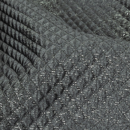 Mood Exclusive Jolene Metallic Silver and Gray Tiny Diamonds Quilted Luxury Brocade Detail