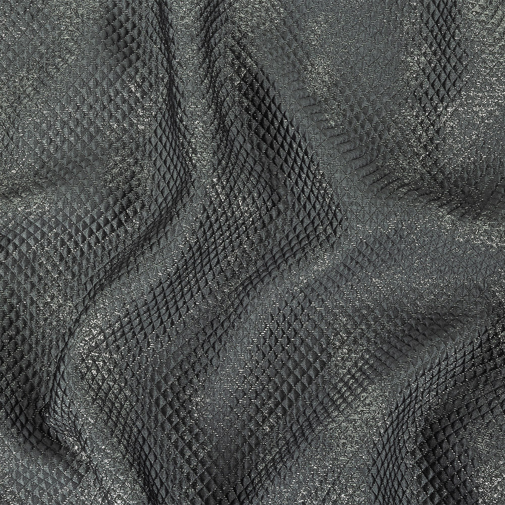Mood Exclusive Jolene Metallic Silver and Gray Tiny Diamonds Quilted Luxury Brocade