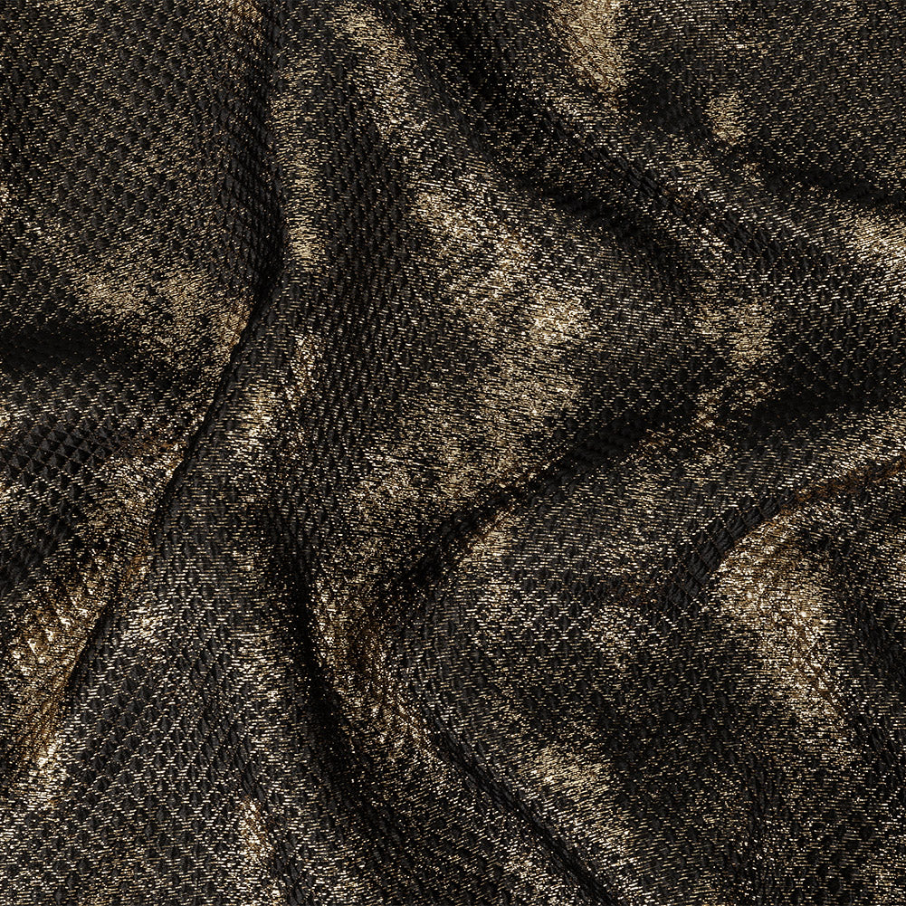 Mood Exclusive Jolene Metallic Gold and Black Tiny Diamonds Quilted Luxury Brocade
