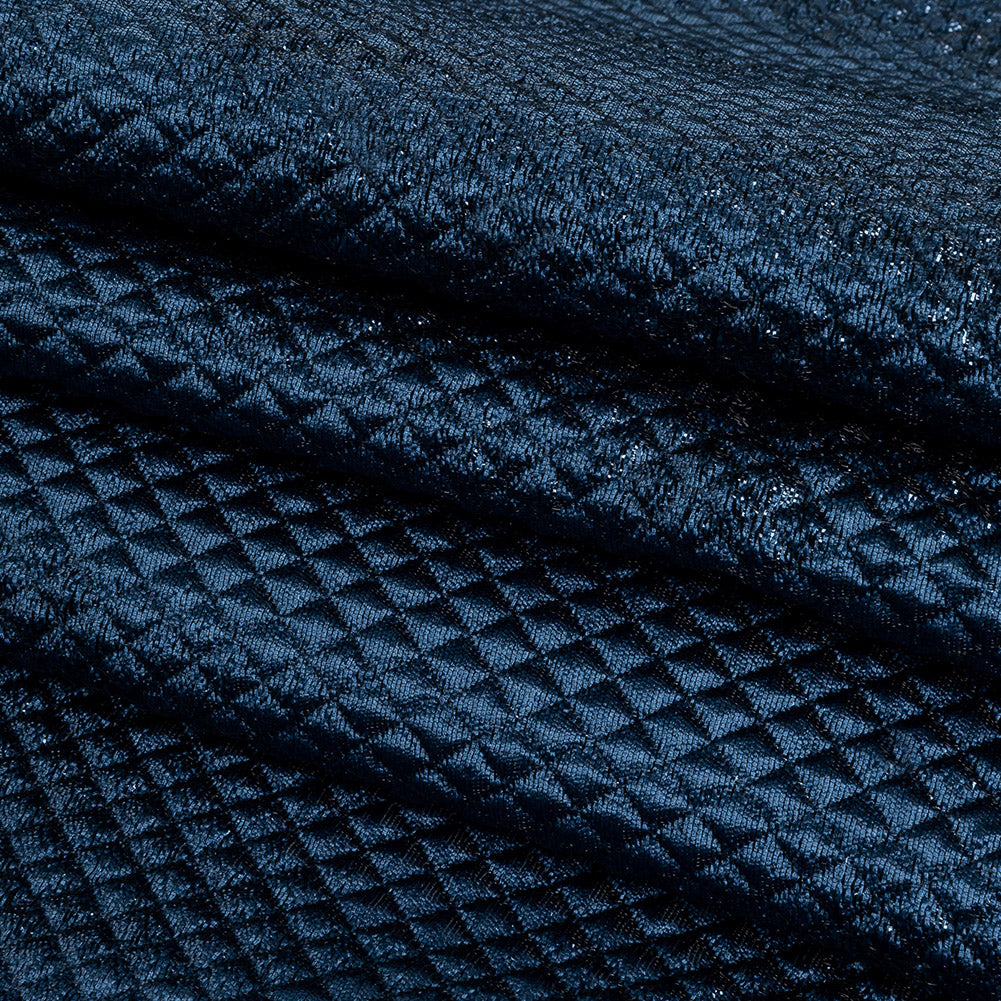 Mood Exclusive Jolene Metallic Navy Tiny Diamonds Quilted Luxury Brocade Folded