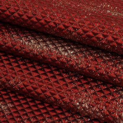 Mood Exclusive Jolene Metallic Red and Gold Tiny Diamonds Quilted Luxury Brocade Folded