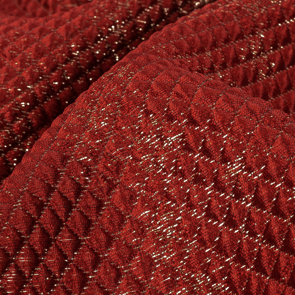 Mood Exclusive Jolene Metallic Red and Gold Tiny Diamonds Quilted Luxury Brocade Detail