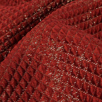 Mood Exclusive Jolene Metallic Red and Gold Tiny Diamonds Quilted Luxury Brocade Detail