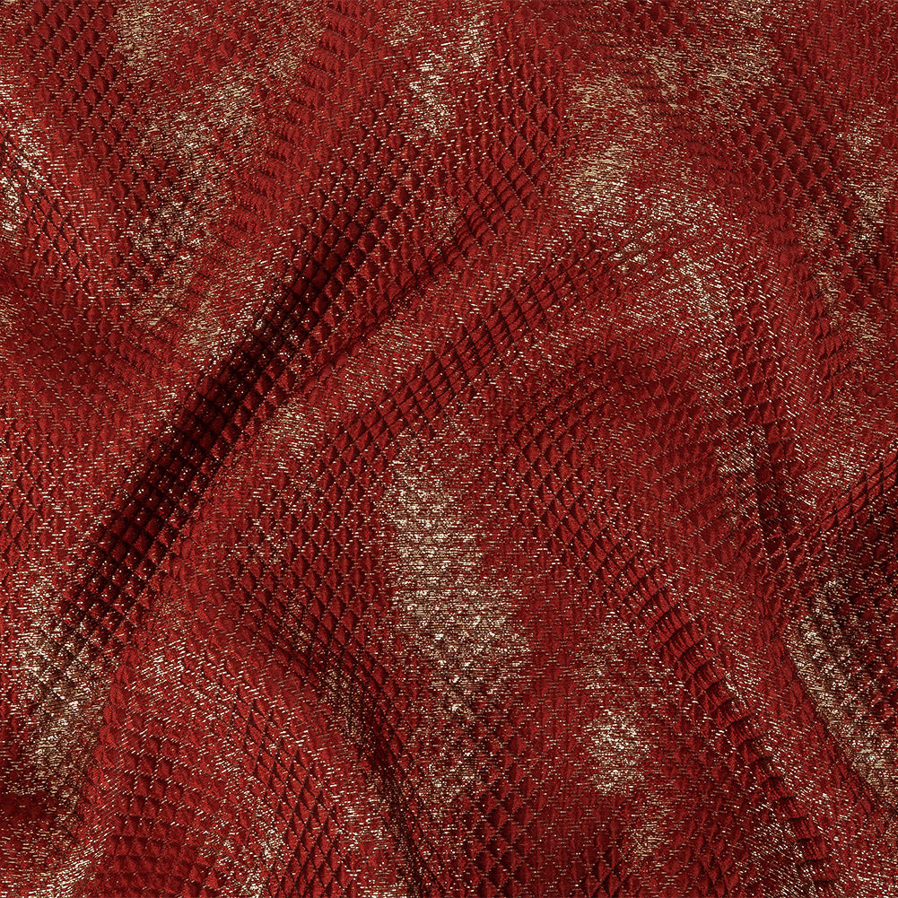 Mood Exclusive Jolene Metallic Red and Gold Tiny Diamonds Quilted Luxury Brocade
