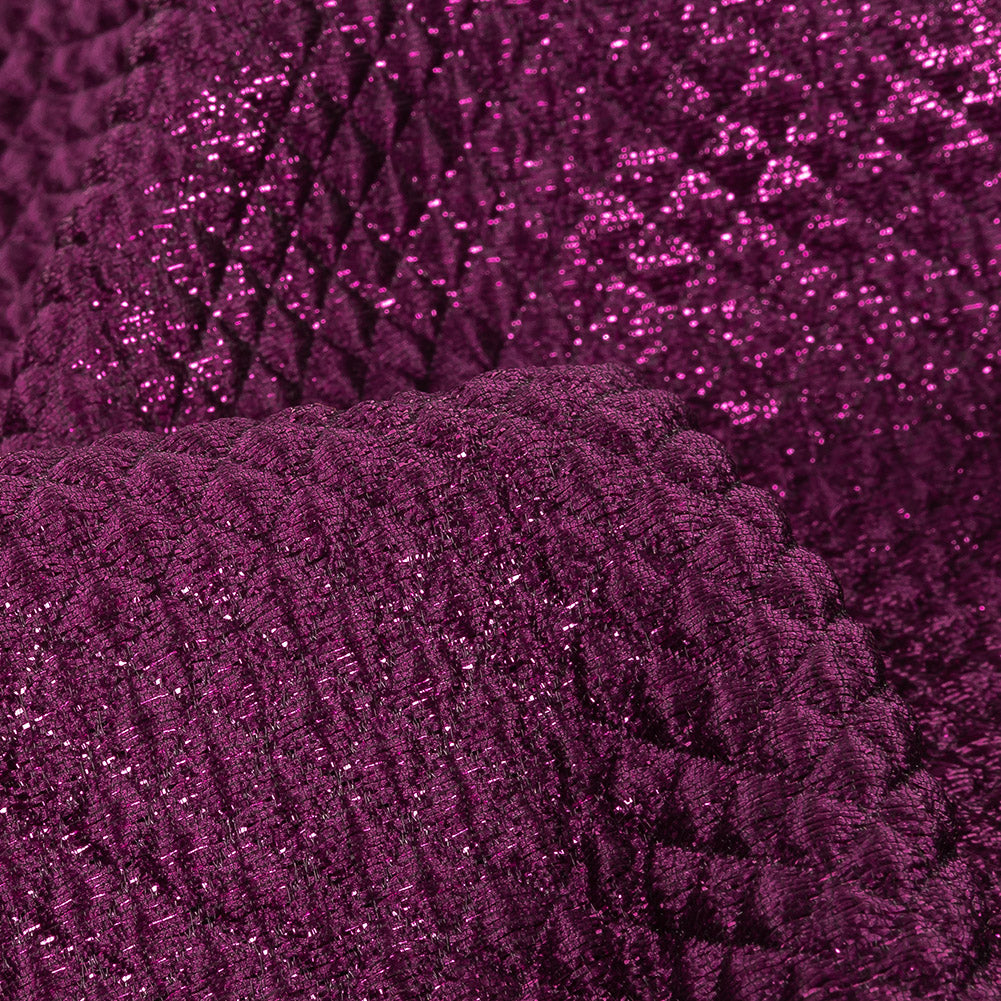 Mood Exclusive Jolene Metallic Fuchsia Tiny Diamonds Quilted Luxury Brocade Detail