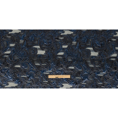 Mood Exclusive Metallic Navy and Black Swirls Sheer Organza Luxury Brocade Full