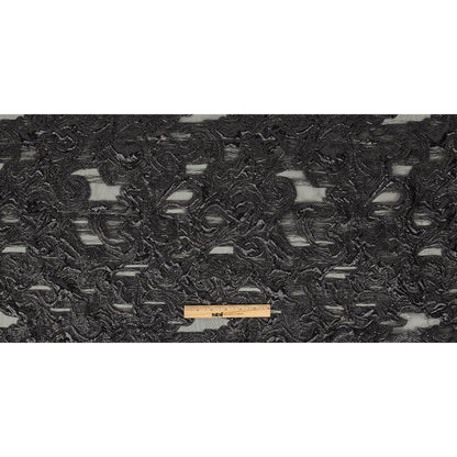Mood Exclusive Metallic Black Swirls Sheer Organza Luxury Brocade Full