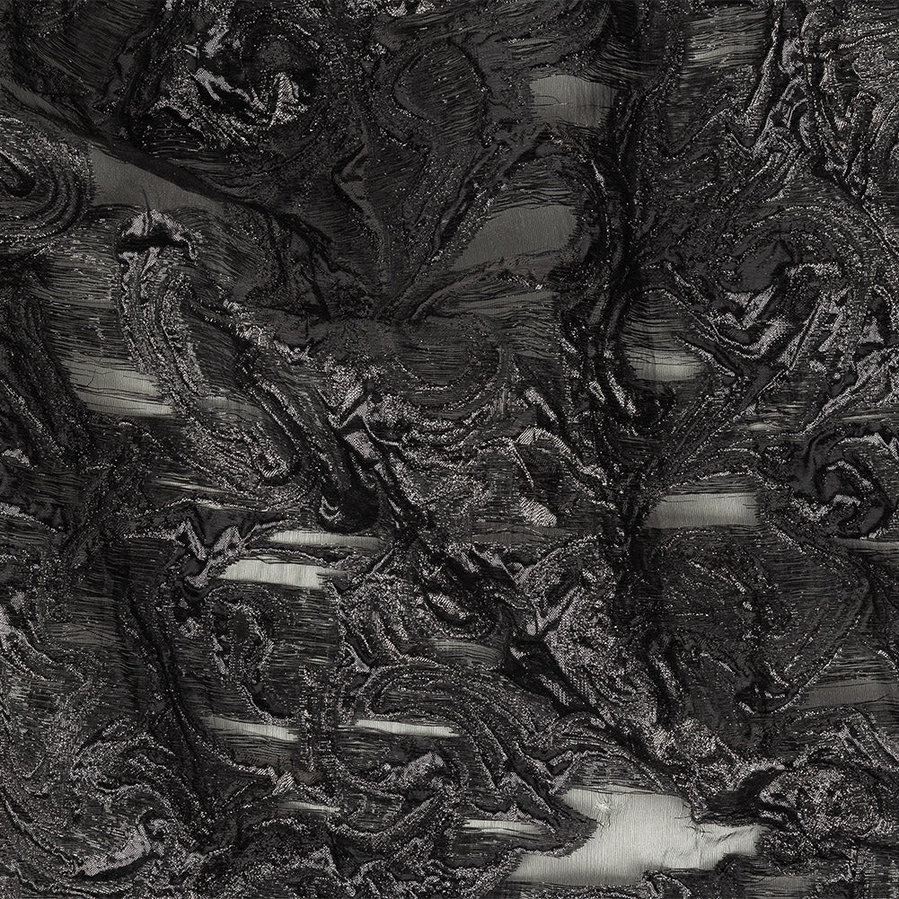 Mood Exclusive Metallic Black Swirls Sheer Organza Luxury Brocade