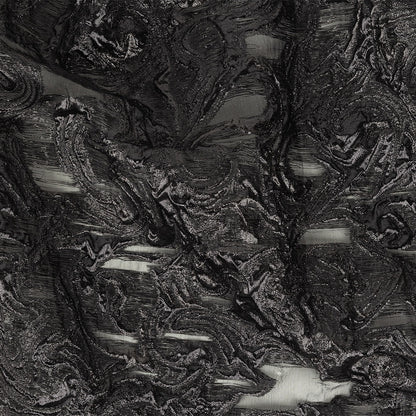 Mood Exclusive Metallic Black Swirls Sheer Organza Luxury Brocade