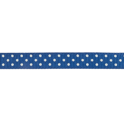 Deep Ultramarine and White Polka Dots Grosgrain Ribbon - 0.375" Detail