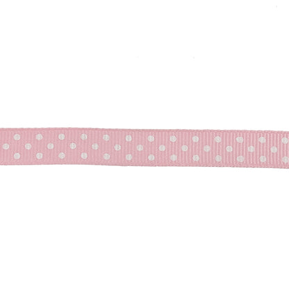 Parfait Pink and White Polka Dots Grosgrain Ribbon - 0.375" Detail