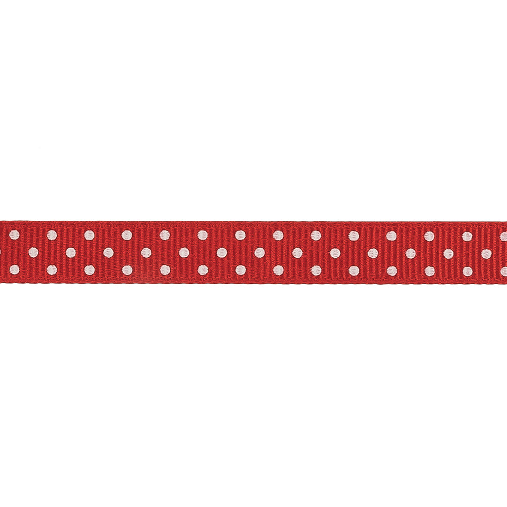 High Risk Red and White Polka Dots Grosgrain Ribbon - 0.375" Detail