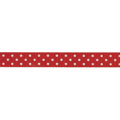 High Risk Red and White Polka Dots Grosgrain Ribbon - 0.375" Detail