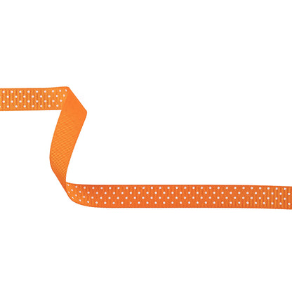 Carrot and White Polka Dots Grosgrain Ribbon - 0.625"