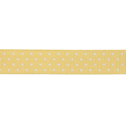 Pale Banana and White Polka Dots Grosgrain Ribbon - 0.625" Detail