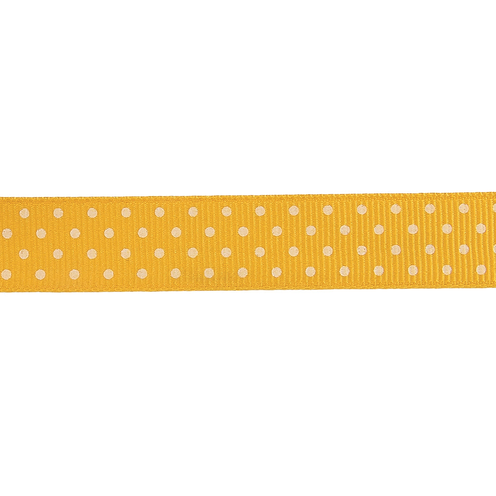 Freesia and White Polka Dots Grosgrain Ribbon - 0.625" Detail