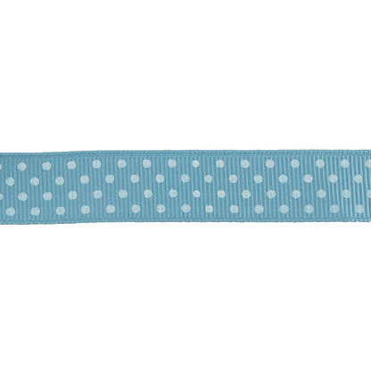 Dusk Blue and White Polka Dots Grosgrain Ribbon - 0.625" Detail