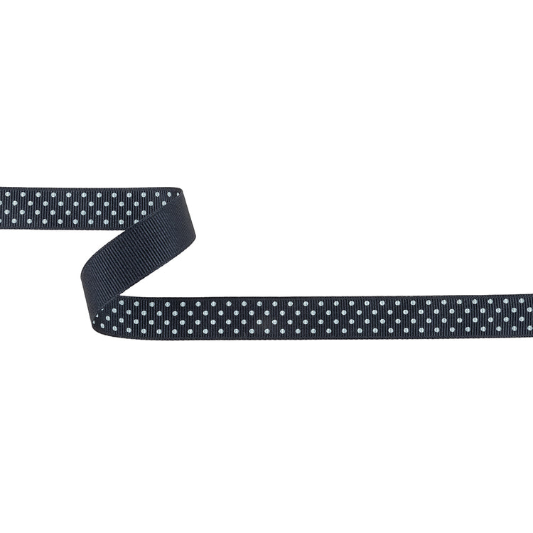 template--26688905969737__main-Total Eclipse and White Polka Dots Grosgrain Ribbon - 0.625"