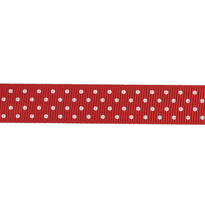 High Risk Red and White Polka Dots Grosgrain Ribbon - 0.625" Detail