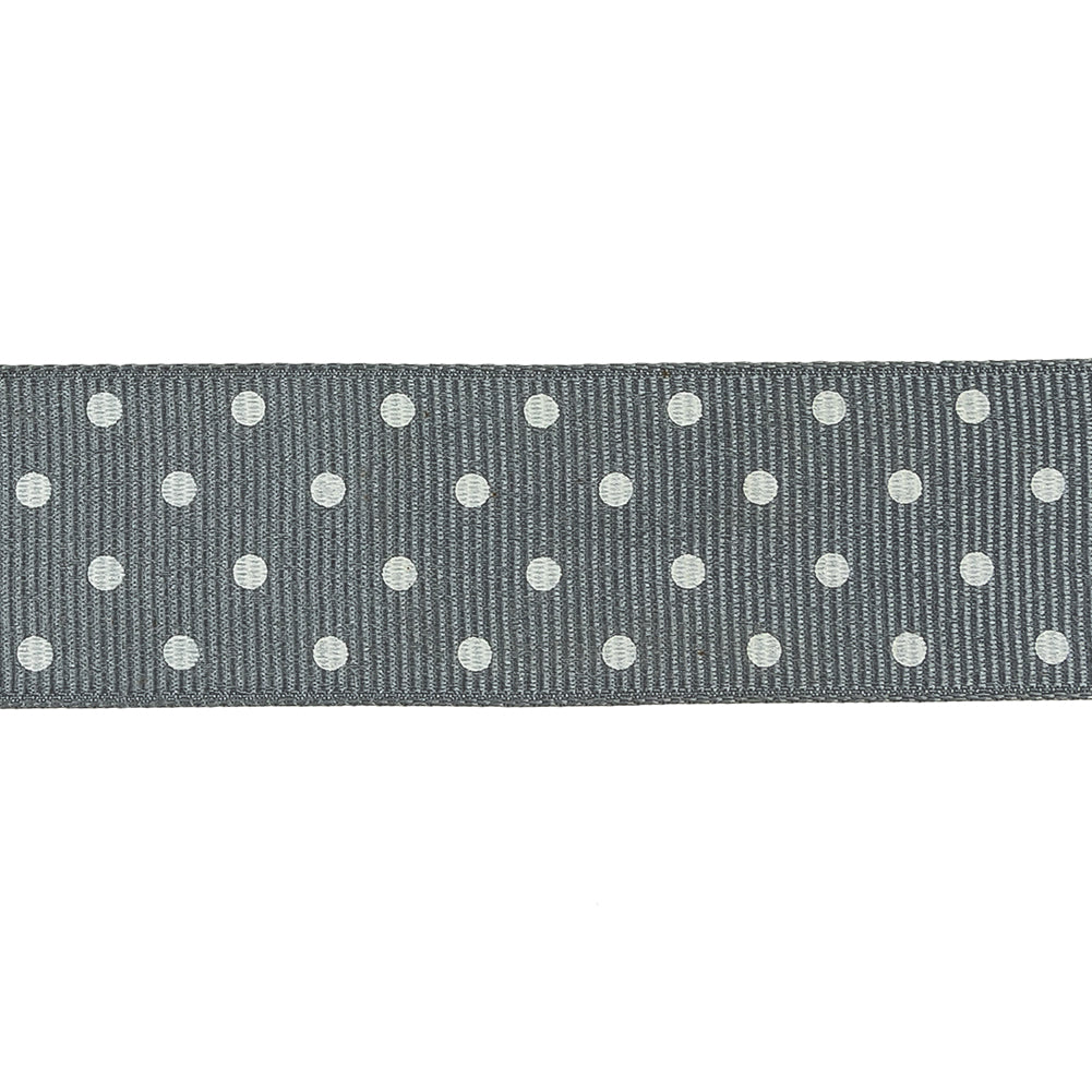 Sedona Sage and White Polka Dots Grosgrain Ribbon - 1" Detail
