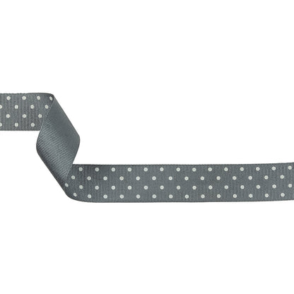 Sedona Sage and White Polka Dots Grosgrain Ribbon - 1"