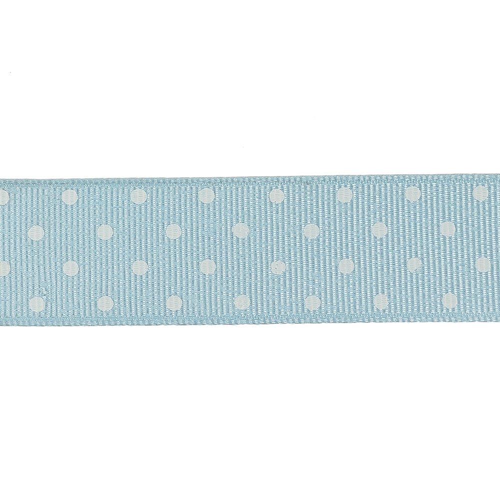 Winter Sky and White Polka Dots Grosgrain Ribbon - 1" Detail