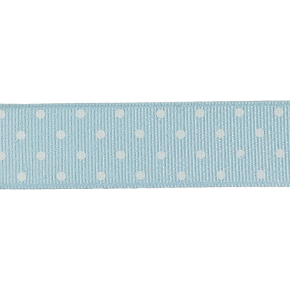 Winter Sky and White Polka Dots Grosgrain Ribbon - 1" Detail